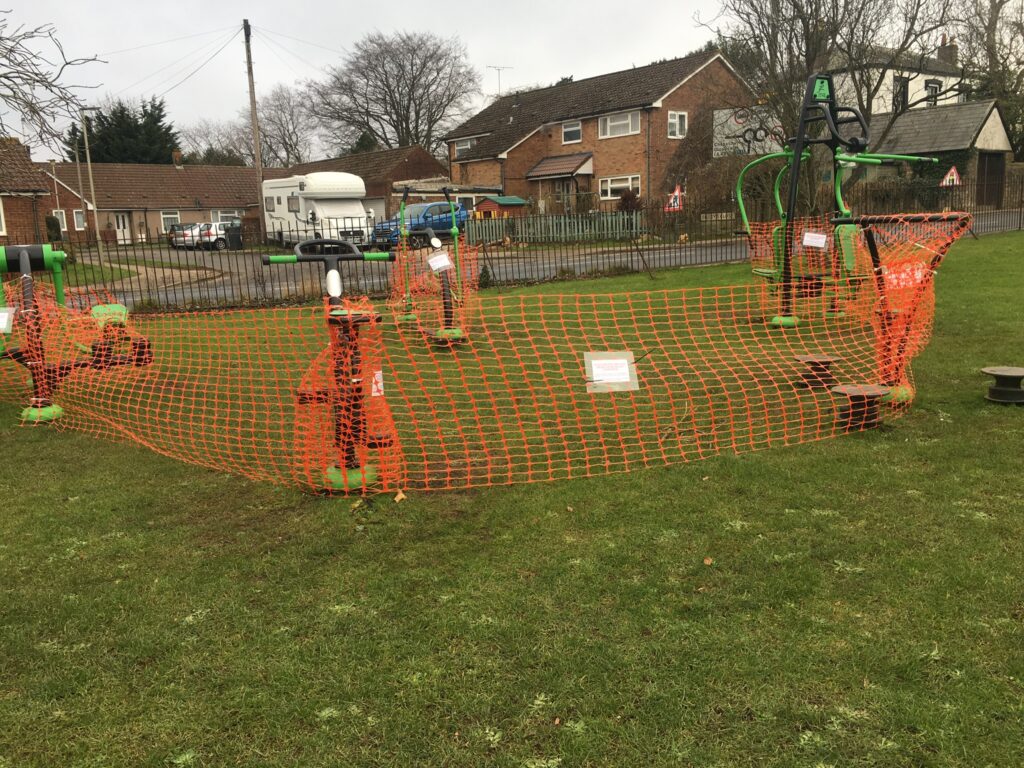 Photo of fenced off Outdoor Gym.